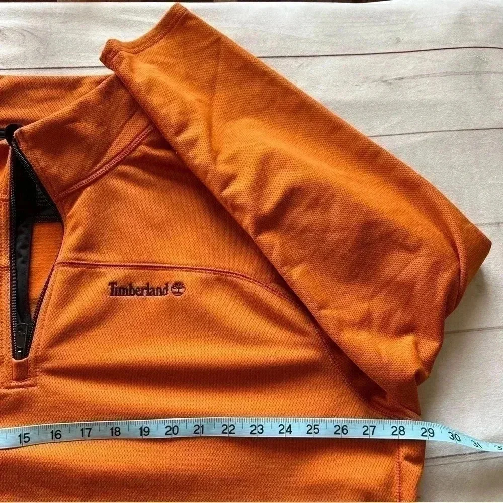 Timberland Mens 3XL 1/4 Zip Heavyweight Orange Sweatshirt Y2K - Picture 7 of 10